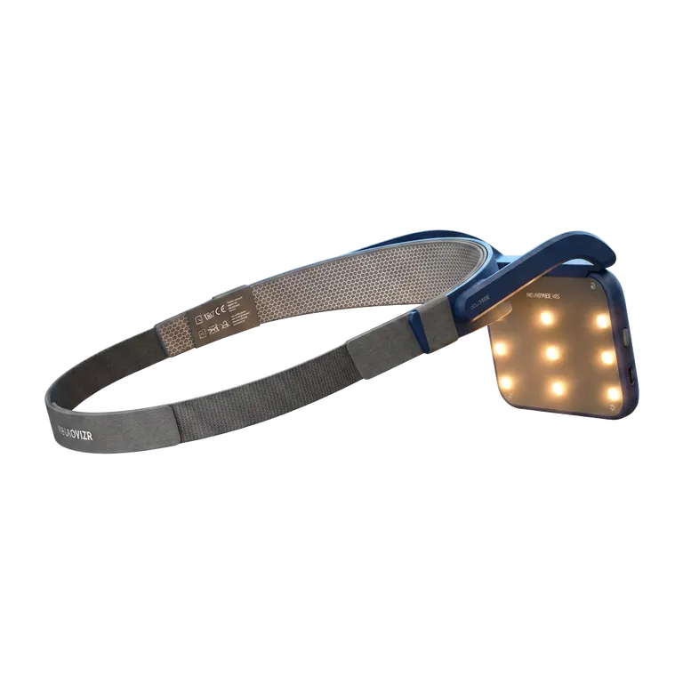 The NeuroVIZR light and sound device, side profile